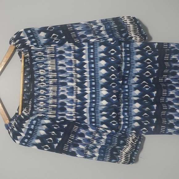 AB Studio dress women's size large Geometric abstract print elastic waist - Picture 3 of 13